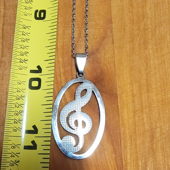 STAINLESS STEEL Music G-clef pendant/necklace. Unisex.Nwt* - Picture 5 of 6
